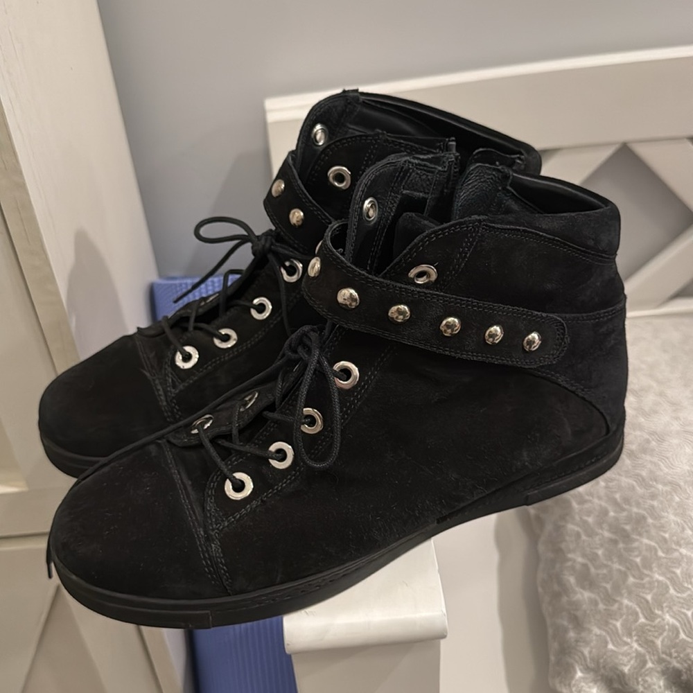 Stuart Weitzman Shotput Studded Suede High Top Sneakers - Picture 8 of 8